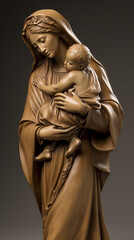 estátua de maria com menino jesus, simbolo religioso de fé cristã 