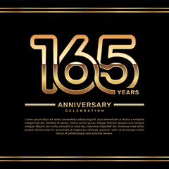 165th year anniversary celebration logo design with gold number, vector template illustration