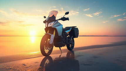 Fototapeta na wymiar motocicleta em viagem de férias no verão