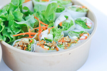 vegetable rolls or noodle rolls or rice noodle rolls or Vietnamese rolls