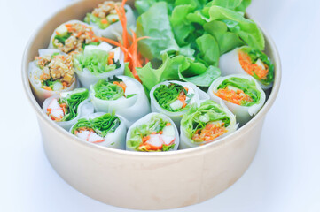 vegetable rolls or noodle rolls or rice noodle rolls or Vietnamese rolls