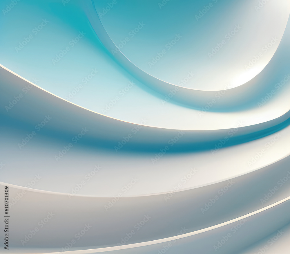 Poster blue and white color tone wavy curvy lines abstract background with 3d effect.