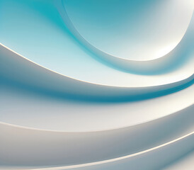 Blue and white color tone wavy curvy lines abstract background with 3d effect.
