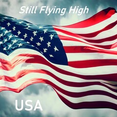 the american flag of the USA still flying high - 610702129