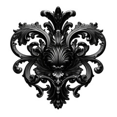 Antique style black gothic. Decorative elegant luxury design. Black baroque isolated on transparent background - obrazy, fototapety, plakaty