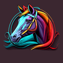 Abstract picture of a horse's head. Horse riding school. Cartoon vector illustration. isolated background, label, sticker