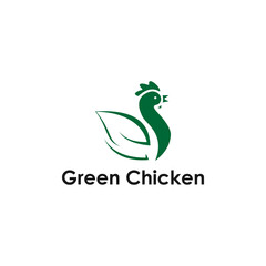 Fototapeta na wymiar chicken logo design concept Chicken Head Face with Green Leaf Logo Design Inspiration leaf with chicken logo