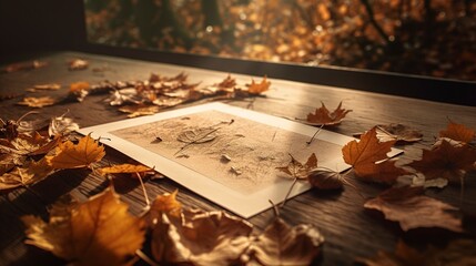 Naklejka na ściany i meble Autumn Postcard, Generative AI, Illustration