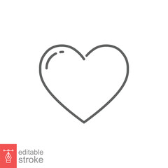 Heart icon. Simple outline style. Love, rounded shape, care, health, wedding, romance, romantic concept. Thin line symbol. Vector illustration isolated on white background. Editable stroke EPS 10.