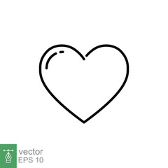 Heart icon. Simple outline style. Love, rounded shape, care, health, wedding, romance, romantic concept. Thin line symbol. Vector illustration isolated on white background. EPS 10.