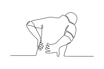 business man suffering from backache one line continuous single line art