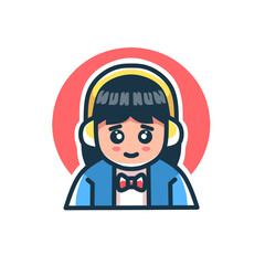 cartoon cute woman customer service.service provider.character vector illustration on white background