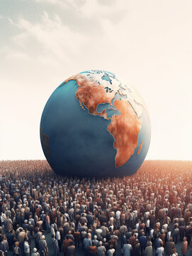 world population day poster with space for text, generative ai