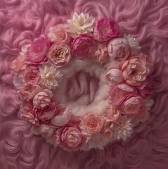 Pink newborn digital floral backdrop overlay