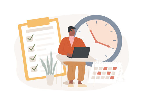 Time management isolated concept vector illustration. Time tracking tool, management software, effective planning, productivity at work, clock, control system, project schedule vector concept.