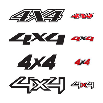 Four pack of 4x4 logos, for trucks, cars and all terrain vehicles, ideal for vinil cut