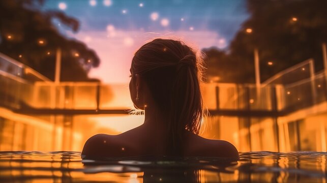 a woman in a pool. Generative AI Art.