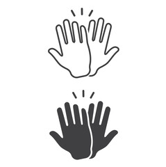 Two hands giving five, clapping palms icon.