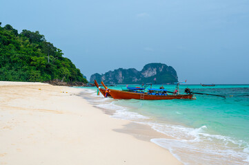 Fototapeta premium View of Bamboo island, Ko Phi Phi, Thailand. Tropical island, concept of summer vacation in paradise.