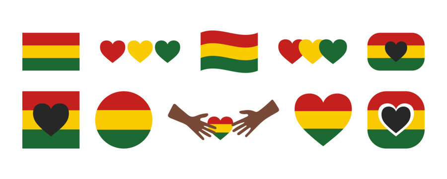 Juneteenth National Independence Day set colorful icons. Freedom day signs, symbols. Black history month. Collection vector illustration for Emancipation Day. African American celebrating Jubilee Day.