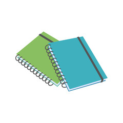 Colorful school notebooks illustration. School supply flat design. Office element - stationery and school supply. Back to school. Two colored notebooks icon for writing and studying.