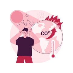 Greenhouse effect abstract concept vector illustration. Global warming, climate change cause, co2 emission rise, global effect, greenhouse gas, air pollution problem, ozone layer abstract metaphor.