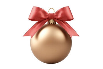 brown Christmas ball with ribbon and a bow, isolated on background. Generative AI