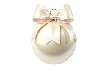 Obraz na płótnie Canvas white Christmas ball with ribbon and a bow, isolated on background. Generative AI