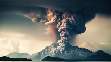 Natural disaster. Eruption. AI generative image.