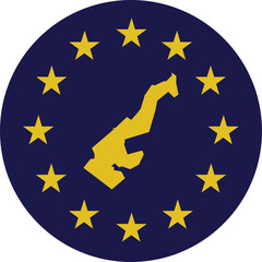 Badge of Yellow Map of Monaco in colors of EU flag