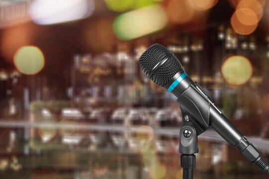 Classic music Microphone on the stand in bar