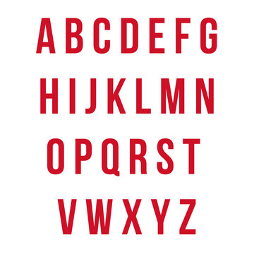 Red alphabet UTM Bebas | Font UTM Bebas | alphabet 