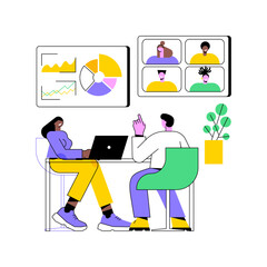 Video conferencing isolated cartoon vector illustrations. People talking using video chat, smart classes, data visualization, online training, cloud-based communication system vector cartoon.