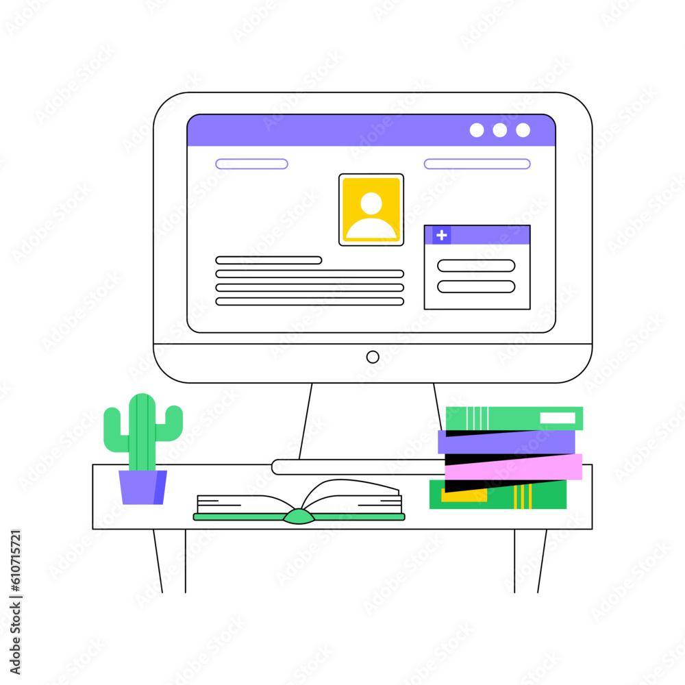 Poster create class isolated cartoon vector illustrations. elearning teaching software interface, creating 