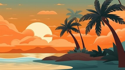 Fototapeta na wymiar a sunset over a beach. Generative AI Art.