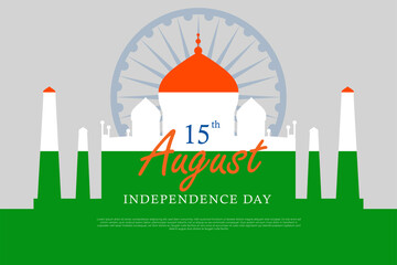 India Independence Day is celebrated on August 15th each year to commemorate the country's freedom from British colonial rule. - obrazy, fototapety, plakaty