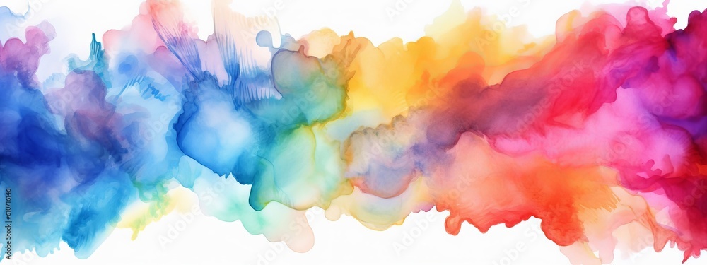 Poster abstract colorful rainbow color painting illustration texture - watercolor splashes, isolated on whi