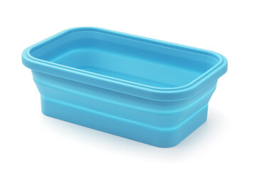 Open blue collapsible silicone food container