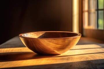 Sunlit Wooden Bowl