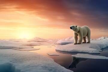 Glacier melting, polar bear homeless