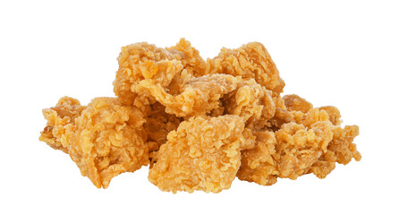 Fried popcorn chicken isolated on transparent background. PNG