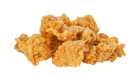 Fried popcorn chicken isolated on transparent background. PNG