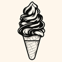 ice cream cone  vector for logo or icon,clip art, drawing Elegant modern style Illustration