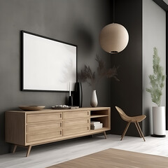 Frame mockup in modern home interior background, 3d render --v 5