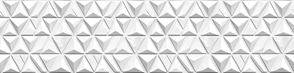 Fototapeten White bright abstract geometric triangular 3d ceramic cement concrete tile wall texture,  triangles tiles background banner panorama, seamless pattern Generative AI © Corri Seizinger