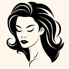 woman black logo in minimalist and modern style