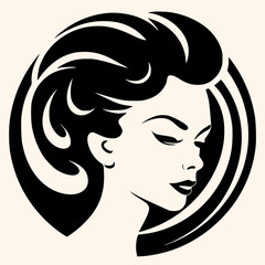 woman black logo in minimalist and modern style