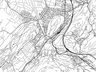 Vector road map of the city of  Feldkirch in the Austria on a white background.