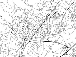 Vector road map of the city of  Baden bei Wien in the Austria on a white background.