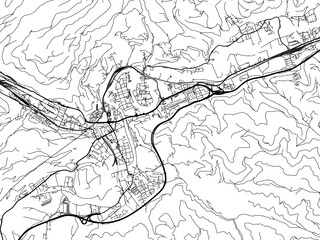 Vector road map of the city of  Leoben in the Austria on a white background.